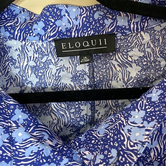 Eloquii 14 Ruffle Detail Printed Jumpsuit blue - Picture 8 of 9